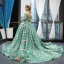 Luxury / Gorgeous Champagne Jade Green Prom Dresses 2023 Ball Gown Off-The-Shoulder Short Sleeve Appliques Sequins Court Train Ruffle Backless Formal Dresses