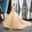 High-end Champagne Bridal Wedding Dresses 2023 Ball Gown Off-The-Shoulder Long Sleeve Backless Flower Appliques Lace Court Train Ruffle