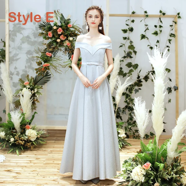 Chic / Beautiful Silver Bridesmaid Dresses 2019 A-Line / Princess Bow Sash Floor-Length / Long Ruffle Backless Wedding Party Dresses