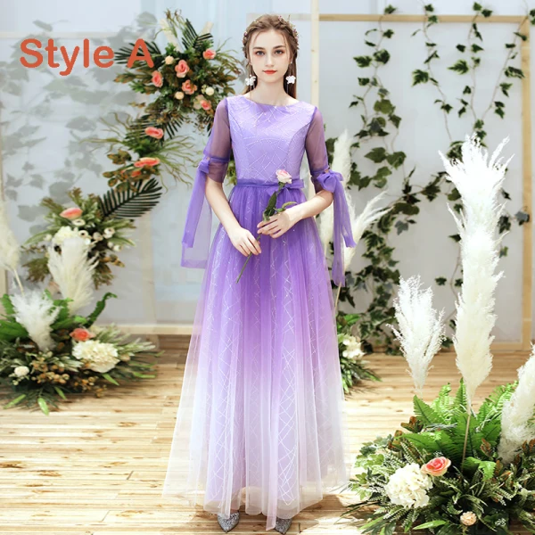 Elegant Lilac Gradient-Color Bridesmaid Dresses 2019 A-Line / Princess Glitter Sequins Floor-Length / Long Ruffle Backless Wedding Party Dresses