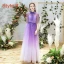 Elegant Lilac Gradient-Color Bridesmaid Dresses 2019 A-Line / Princess Glitter Sequins Floor-Length / Long Ruffle Backless Wedding Party Dresses