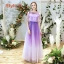 Elegant Lilac Gradient-Color Bridesmaid Dresses 2019 A-Line / Princess Glitter Sequins Floor-Length / Long Ruffle Backless Wedding Party Dresses