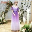 Elegant Lilac Gradient-Color Bridesmaid Dresses 2019 A-Line / Princess Glitter Sequins Floor-Length / Long Ruffle Backless Wedding Party Dresses