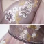 Märchen Pearl Rosa Abendkleider 2020 A Linie V-Ausschnitt Abnehmbar Geschwollenes 3/4 Ärmel Applikationen Blumen Perlenstickerei Stoffgürtel Sweep / Pinsel Zug Rüschen Rückenfreies Festliche Kleider