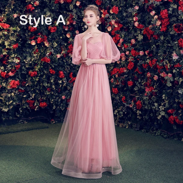 Élégant Rose Bonbon Robe Demoiselle D'honneur 2019 Princesse Tachetée Tulle Noeud Ceinture Longue Volants Dos Nu Robe Pour Mariage