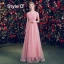 Élégant Rose Bonbon Robe Demoiselle D'honneur 2019 Princesse Tachetée Tulle Noeud Ceinture Longue Volants Dos Nu Robe Pour Mariage