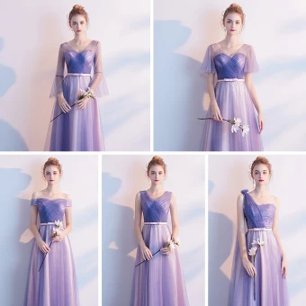 Chic Beautiful Affordable Lavender Bridesmaid Dresses 2019 A Line Princess Bow Sash Floor Length Long Ruffle Backless Wedding Party Dresses