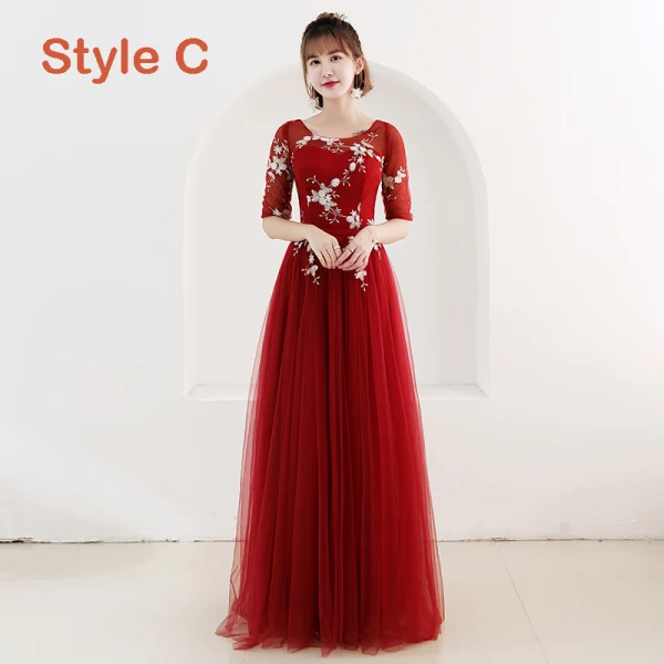 Affordable Red Bridesmaid Dresses 2019 A-Line / Princess Sash Appliques Lace Floor-Length / Long Ruffle Wedding Party Dresses