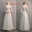 Chic / Beautiful Grey Bridesmaid Dresses 2019 A-Line / Princess Appliques Lace Bow Sash Floor-Length / Long Backless Wedding Party Dresses