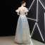 Best Champagne Prom Dresses 2019 A-Line / Princess Off-The-Shoulder Sleeveless Glitter Tulle Floor-Length / Long Ruffle Backless Formal Dresses