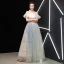 Best Champagne Prom Dresses 2019 A-Line / Princess Off-The-Shoulder Sleeveless Glitter Tulle Floor-Length / Long Ruffle Backless Formal Dresses