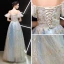 Best Champagne Prom Dresses 2019 A-Line / Princess Off-The-Shoulder Sleeveless Glitter Tulle Floor-Length / Long Ruffle Backless Formal Dresses