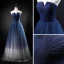 Eleganckie Granatowe Gradient-Kolorów Kość Słoniowa Sukienki Na Bal 2018 Princessa Bez Ramiączek Bez Rękawów Długie Wzburzyć Bez Pleców Sukienki Wizytowe