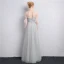 Simple Gris Transparentes Robe Demoiselle D'honneur 2019 Princesse Encolure Carrée Gonflée 3/4 Manches Longue Volants Dos Nu Robe Pour Mariage