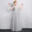 Simple Gris Transparentes Robe Demoiselle D'honneur 2019 Princesse Encolure Carrée Gonflée 3/4 Manches Longue Volants Dos Nu Robe Pour Mariage
