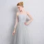Simple Gris Transparentes Robe Demoiselle D'honneur 2019 Princesse Encolure Carrée Gonflée 3/4 Manches Longue Volants Dos Nu Robe Pour Mariage