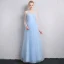 Simple Gris Transparentes Robe Demoiselle D'honneur 2019 Princesse Encolure Carrée Gonflée 3/4 Manches Longue Volants Dos Nu Robe Pour Mariage