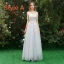 Discount Grey Bridesmaid Dresses 2019 A-Line / Princess Appliques Lace Floor-Length / Long Backless Wedding Party Dresses