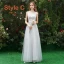 Discount Grey Bridesmaid Dresses 2019 A-Line / Princess Appliques Lace Floor-Length / Long Backless Wedding Party Dresses