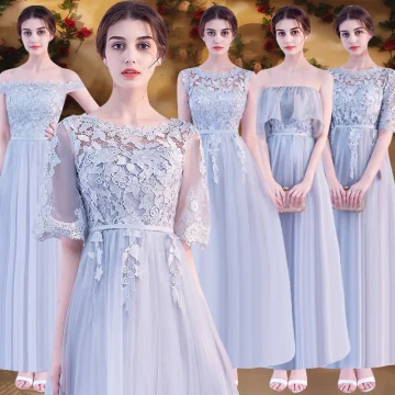 Chic Belle Abordable Gris Robe Demoiselle D Honneur 2019 Princesse Ceinture Appliques En Dentelle Longue Dos Nu Robe Pour Mariage