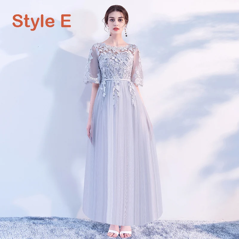 Chic Beautiful Affordable Grey Bridesmaid Dresses 2019 A Line Princess Sash  Appliques Lace Floor Length Long Backless Wedding Party Dresses