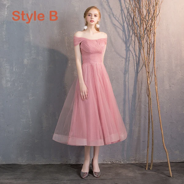 Affordable Candy Pink Bridesmaid Dresses 2019 A-Line / Princess Spotted Tulle Short Ruffle Backless Wedding Party Dresses