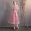 Affordable Candy Pink Bridesmaid Dresses 2019 A-Line / Princess Spotted Tulle Short Ruffle Backless Wedding Party Dresses
