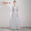 Affordable Grey Lace Bridesmaid Dresses 2019 A-Line / Princess Bow Sash Floor-Length / Long Ruffle Backless Wedding Party Dresses