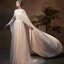 Amazing / Unique Muslim Ivory Wedding Dresses With Cloak 2019 A-Line / Princess High Neck Long Sleeve Backless Court Train Ruffle