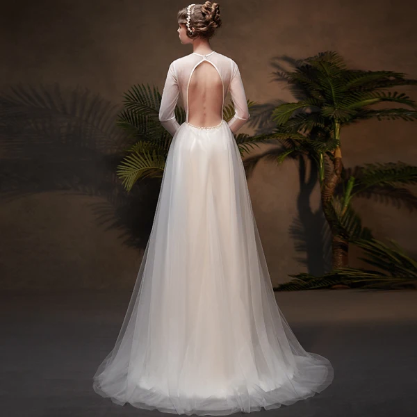 Amazing / Unique Muslim Ivory Wedding Dresses With Cloak 2019 A-Line / Princess High Neck Long Sleeve Backless Court Train Ruffle