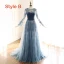 Luxury / Gorgeous Ink Blue See-through Evening Dresses  2019 A-Line / Princess Scoop Neck Bell sleeves Handmade  Beading Court Train Ruffle Formal Dresses