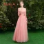 Affordable Pearl Pink Bridesmaid Dresses 2019 A-Line / Princess Sash Appliques Lace Floor-Length / Long Backless Wedding Party Dresses