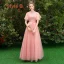 Affordable Pearl Pink Bridesmaid Dresses 2019 A-Line / Princess Sash Appliques Lace Floor-Length / Long Backless Wedding Party Dresses