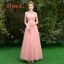 Affordable Pearl Pink Bridesmaid Dresses 2019 A-Line / Princess Sash Appliques Lace Floor-Length / Long Backless Wedding Party Dresses