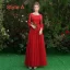 Affordable Red Bridesmaid Dresses 2019 A-Line / Princess Sash Appliques Lace Floor-Length / Long Backless Wedding Party Dresses
