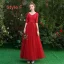 Affordable Red Bridesmaid Dresses 2019 A-Line / Princess Sash Appliques Lace Floor-Length / Long Backless Wedding Party Dresses
