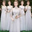 Chic / Beautiful Grey Bridesmaid Dresses 2019 A-Line / Princess Appliques Lace Floor-Length / Long Ruffle Backless Wedding Party Dresses