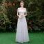 Chic / Beautiful Grey Bridesmaid Dresses 2019 A-Line / Princess Appliques Lace Floor-Length / Long Ruffle Backless Wedding Party Dresses