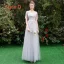 Chic / Beautiful Grey Bridesmaid Dresses 2019 A-Line / Princess Appliques Lace Floor-Length / Long Ruffle Backless Wedding Party Dresses