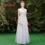Chic / Beautiful Grey Bridesmaid Dresses 2019 A-Line / Princess Appliques Lace Floor-Length / Long Ruffle Backless Wedding Party Dresses