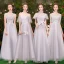 Chic / Beautiful Affordable Grey Bridesmaid Dresses 2019 A-Line / Princess Appliques Lace Floor-Length / Long Backless Wedding Party Dresses