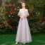 Chic / Beautiful Affordable Grey Bridesmaid Dresses 2019 A-Line / Princess Appliques Lace Floor-Length / Long Backless Wedding Party Dresses