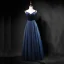 Modern / Fashion Navy Blue Prom Dresses 2018 A-Line / Princess Spaghetti Straps Sleeveless Sash Beading Floor-Length / Long Ruffle Backless Formal Dresses