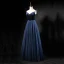 Modern / Fashion Navy Blue Prom Dresses 2018 A-Line / Princess Spaghetti Straps Sleeveless Sash Beading Floor-Length / Long Ruffle Backless Formal Dresses