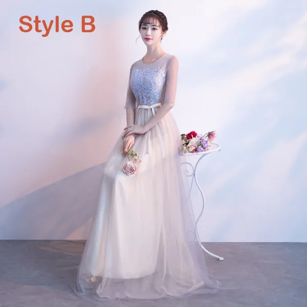 Elegant Champagne Bridesmaid Dresses 2019 A-Line / Princess Appliques Lace Sash Floor-Length / Long Backless Wedding Party Dresses