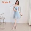 Affordable Sky Blue Bridesmaid Dresses 2019 A-Line / Princess Appliques Lace Flower Short Ruffle Backless Wedding Party Dresses