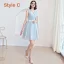 Affordable Sky Blue Bridesmaid Dresses 2019 A-Line / Princess Appliques Lace Flower Short Ruffle Backless Wedding Party Dresses