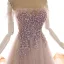Edles Pearl Rosa Ballkleider 2019 A Linie Off Shoulder Kurze Ärmel Applikationen Spitze Perlenstickerei Sweep / Pinsel Zug Rüschen Rückenfreies Festliche Kleider