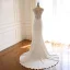 Modern / Fashion Ivory Pierced Wedding Dresses 2019 Trumpet / Mermaid Scoop Neck Sleeveless Appliques Lace Bow Sash Court Train Ruffle