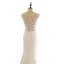 Modern / Fashion Ivory Pierced Wedding Dresses 2019 Trumpet / Mermaid Scoop Neck Sleeveless Appliques Lace Bow Sash Court Train Ruffle